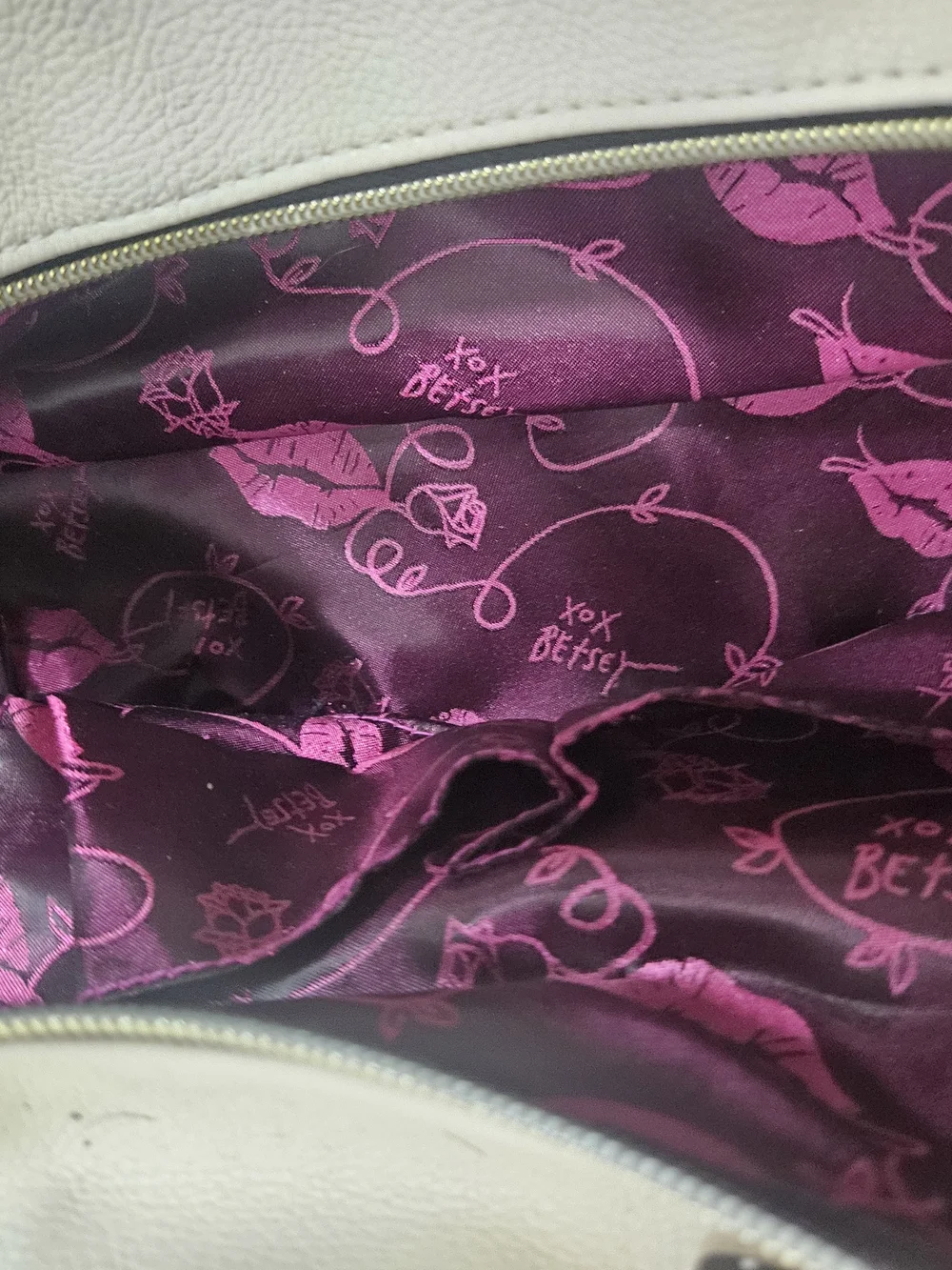 Betsey Johnson Pink & White Dalmatian Accent Satchel